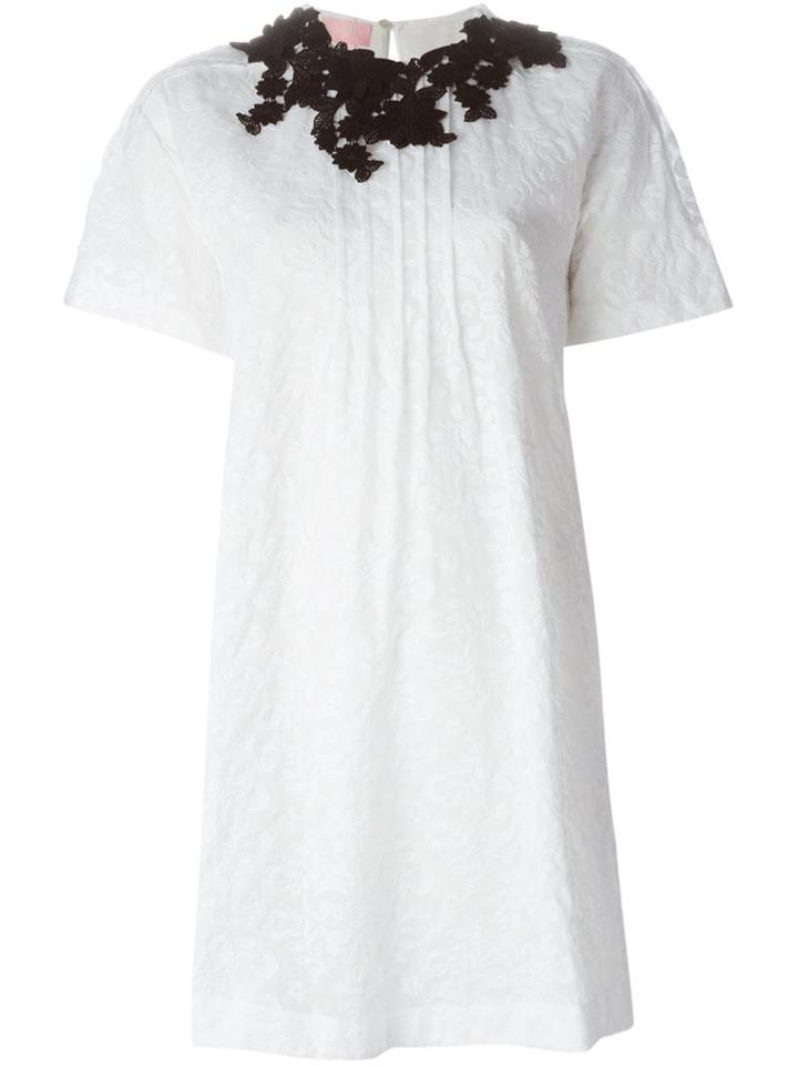 Giamba Embroidered Babydoll Dress, Women's, Size: 44, White, Cotton/polyester