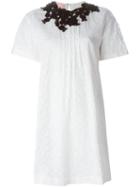 Giamba Embroidered Babydoll Dress, Women's, Size: 44, White, Cotton/polyester