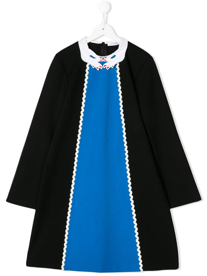 Vivetta Kids Teen Hand Collar Colour Block Dress - Black