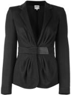 Armani Collezioni Gathered Waist Jacket, Women's, Size: 40, Black, Acrylic/polyamide/spandex/elastane/wool