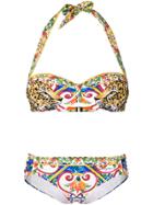 Dolce & Gabbana Printed Halterneck Bikini - Multicolour