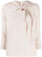 Áeron Patterned Twist Front Blouse - Neutrals
