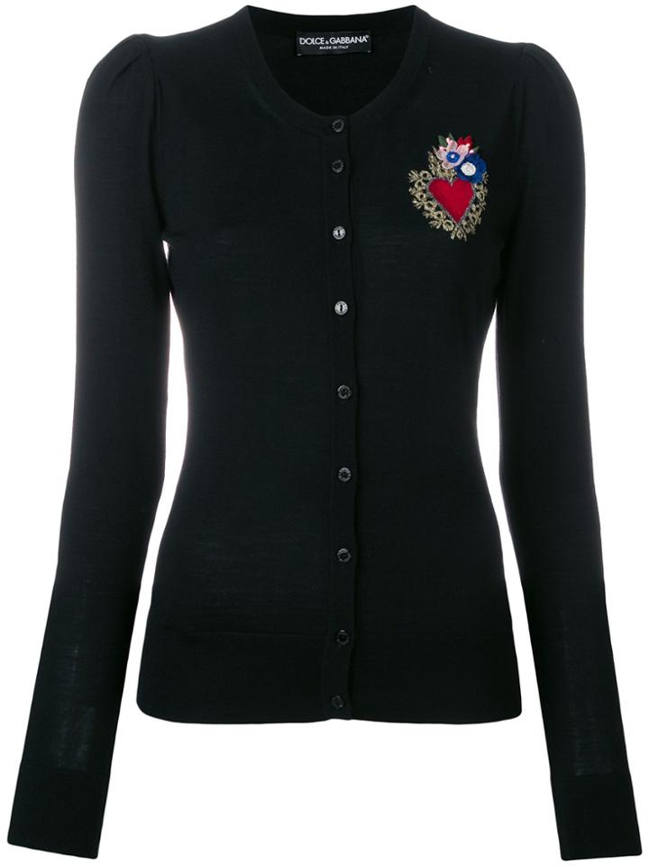 Dolce & Gabbana Sacred Heart Patch Cardigan - Black