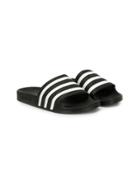 Adidas Kids Teen Adilette Striped Slides - Black