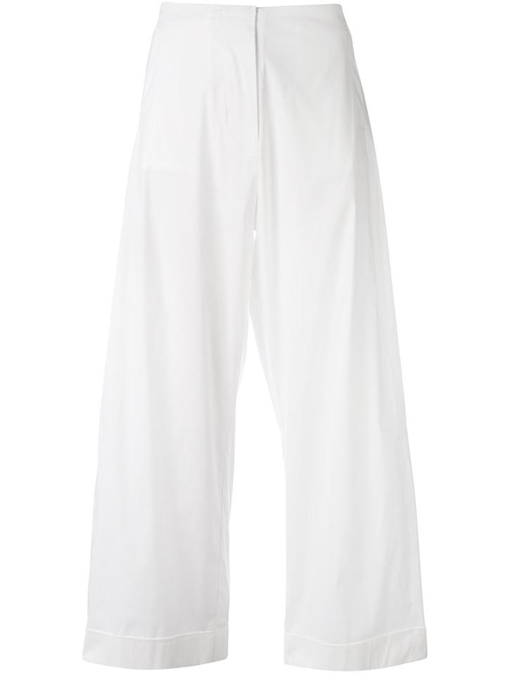 Federica Tosi - Cropped Trousers - Women - Cotton/polyamide/spandex/elastane - M, White, Cotton/polyamide/spandex/elastane