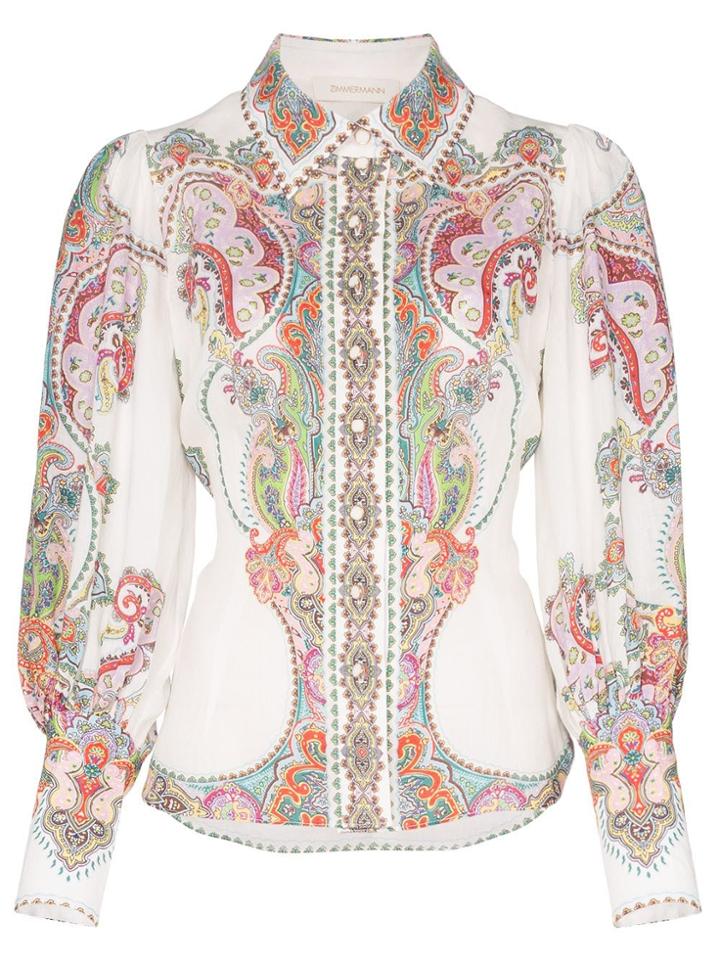 Zimmermann Ninety-six Balloon-sleeved Paisley Print Blouse - White