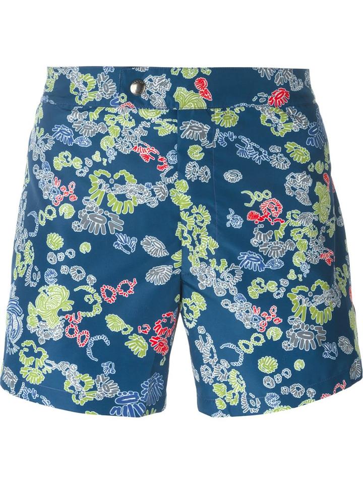 Jil Sander Printed Swim Shorts, Men's, Size: Small, Blue, Polyester