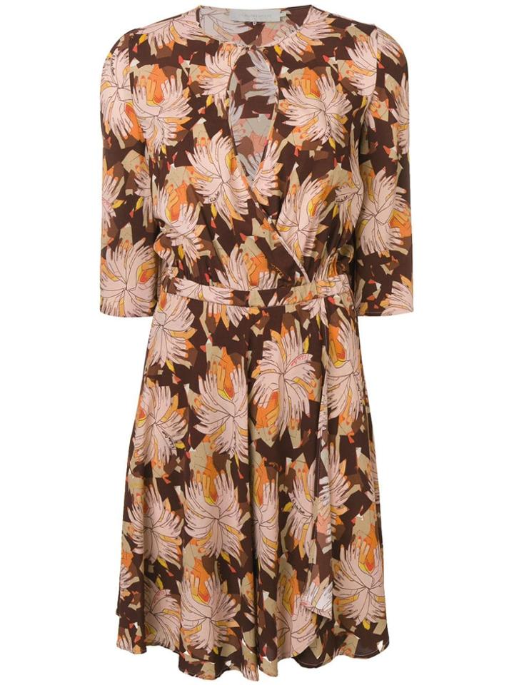 L'autre Chose Buttoned Neck Dress - Brown