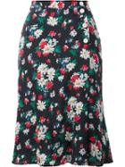 Ines De La Fressange Floral Print Envelope Skirt, Women's, Size: 34, Black, Acetate/silk