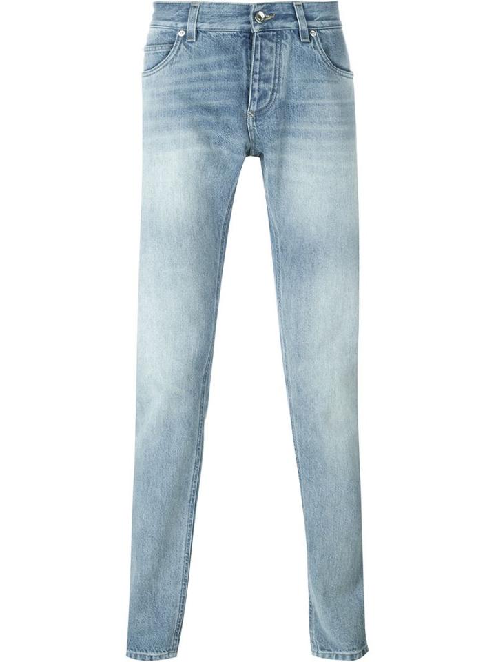 Dolce & Gabbana Straight Leg Trousers, Men's, Size: 46, Blue, Cotton/leather