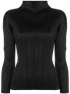 Pleats Please By Issey Miyake Pleated High Neck Blouse - Black