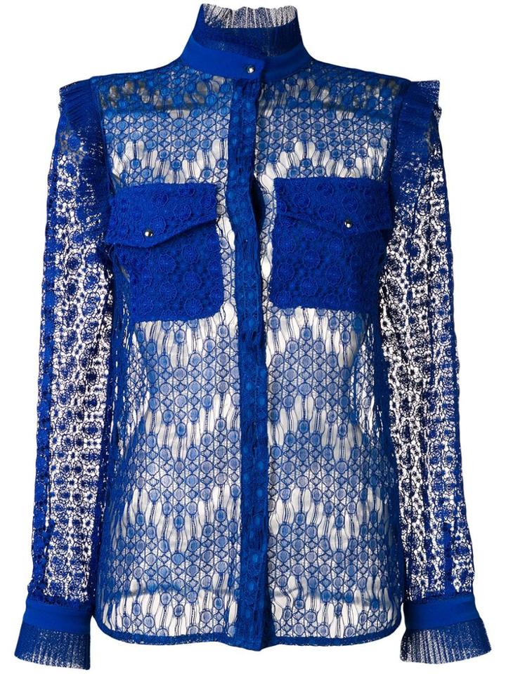 Just Cavalli Sheer Lace Shirt - Blue