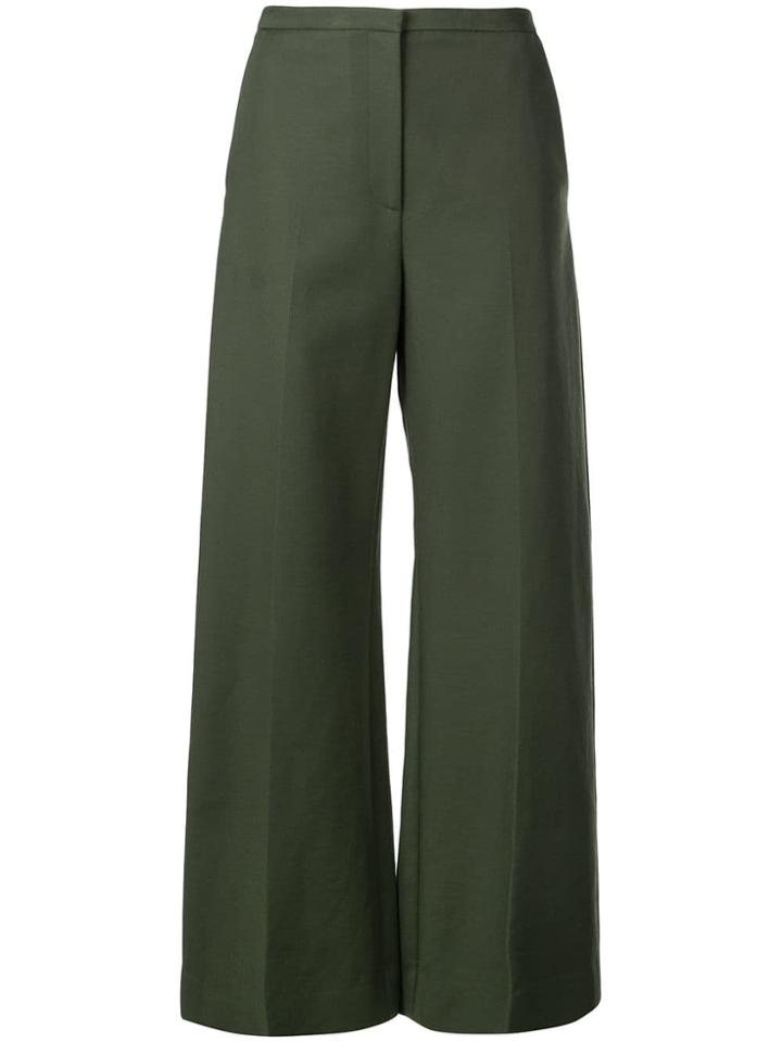 Khaite Creased Palazzo Trousers - Green