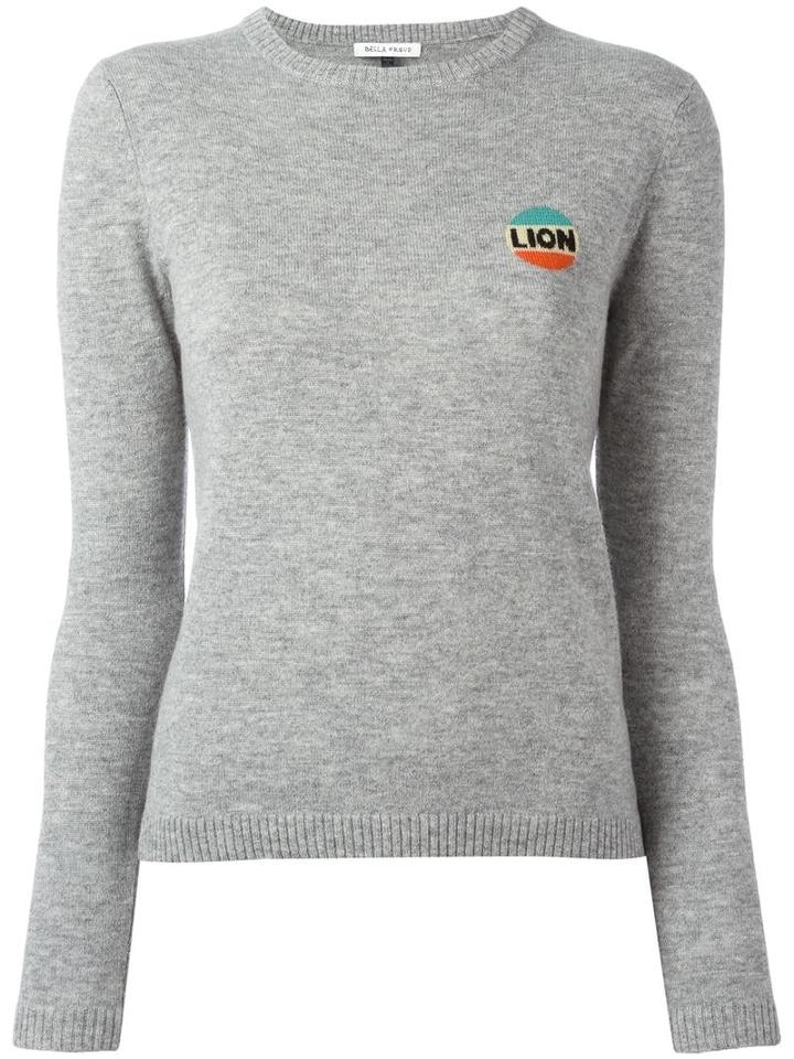 Bella Freud Lion Emblem Jumper, Women's, Size: Large, Grey, Cashmere/wool