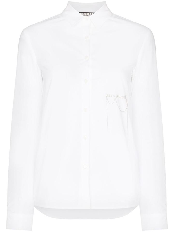 Hyein Seo Embroidered Chain-embellished Shirt - White