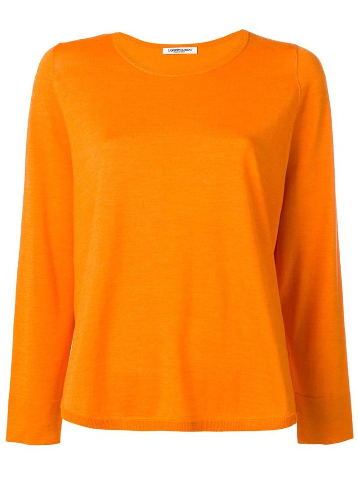 Lamberto Losani Round Neck Jumper, Women's, Size: Medium, Yellow/orange, Virgin Wool/silk