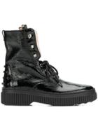Tod's Studded Military Boots - Black