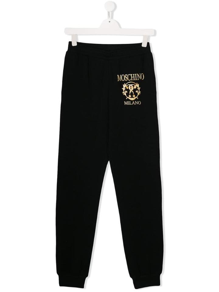Moschino Kids Logo Print Track Pants - Black
