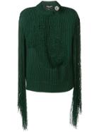 Calvin Klein 205w39nyc Fringed Sleeve Knitted Top - Green