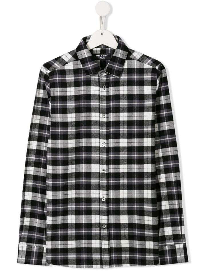 Neil Barrett Kids Teen Plaid Shirt - Black