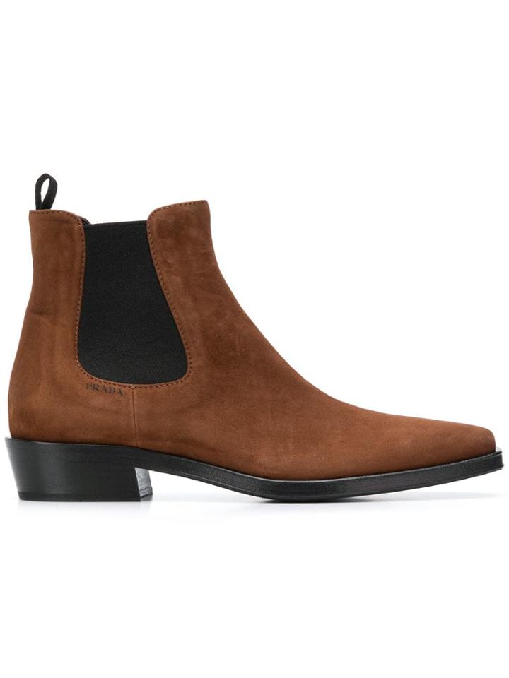 Prada Chelsea Ankle Boots - Brown