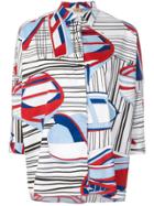 Fay Boxy Printed Shirt - White