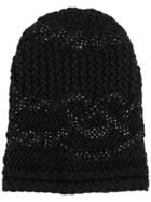 Ermanno Scervino Knitted Hat With Strass - Black