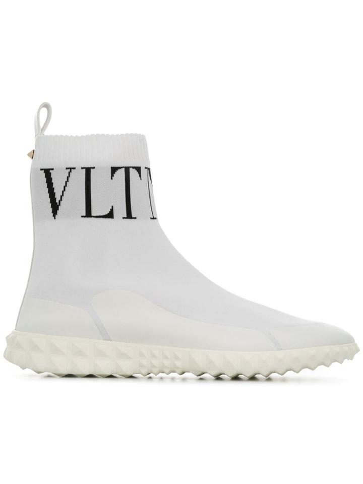 Valentino Logo Sock Sneakers - White