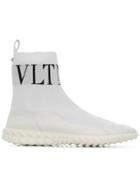 Valentino Logo Sock Sneakers - White