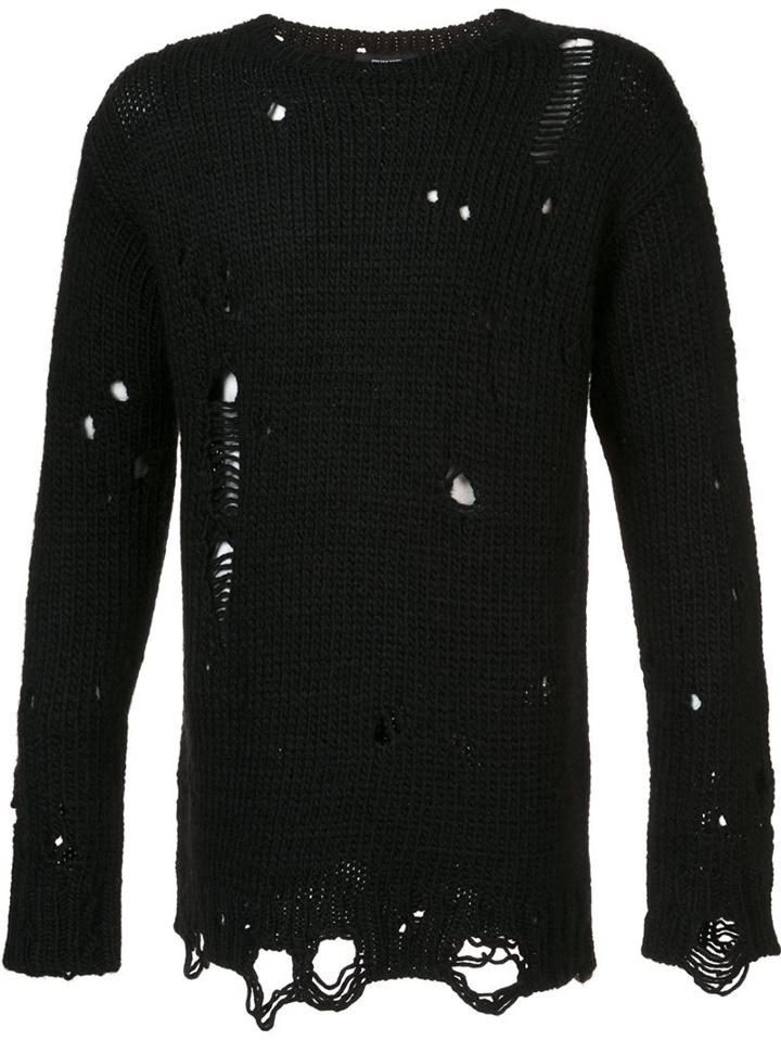 R13 Distressed Jumper, Men's, Size: Small, Black, Alpaca/merino/polyacrylic
