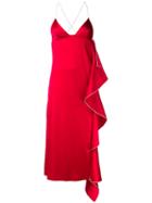 Ssheena - Ruffle Shift Dress - Women - Polyester/triacetate - 40, Red, Polyester/triacetate