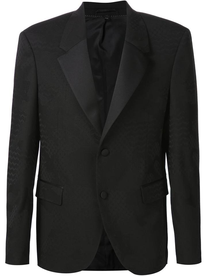 Neil Barrett Camouflage Jacquard Blazer, Men's, Size: 54, Black, Polyester/spandex/elastane/viscose/wool