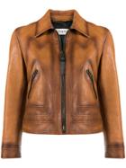 Coach Burnished Leather Jacket - Brown