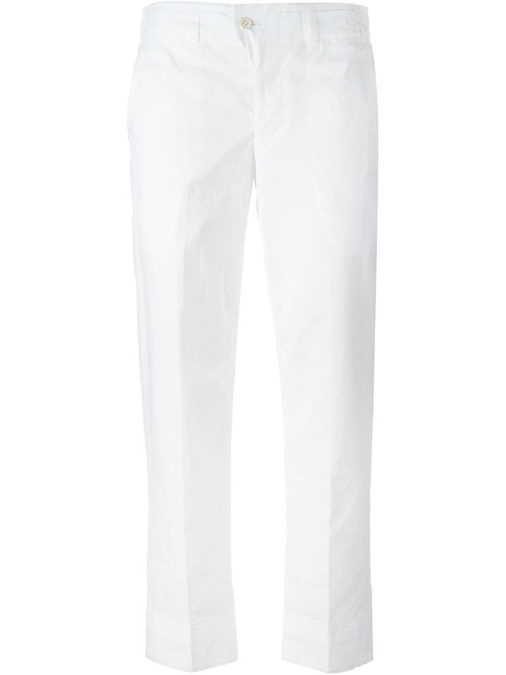 Julien David Straight Leg Cropped Trousers, Women's, Size: Xs, White, Cotton