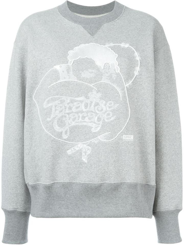 Sacai Paradise Garage Embroidered Sweatshirt, Women's, Size: 2, Grey, Cotton/rayon