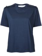 Victoria Victoria Beckham - Buttoned Shoulder Pad T-shirt - Women - Cotton - S, Women's, Blue, Cotton