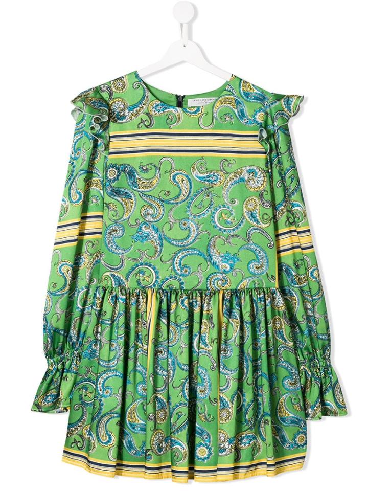 Philosophy Di Lorenzo Serafini Kids Teen Paisley Print Dress - Green