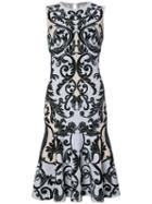 Alexander Mcqueen Flock Jacquard Sleeveless Dress, Women's, Size: Large, Black, Viscose/polyester