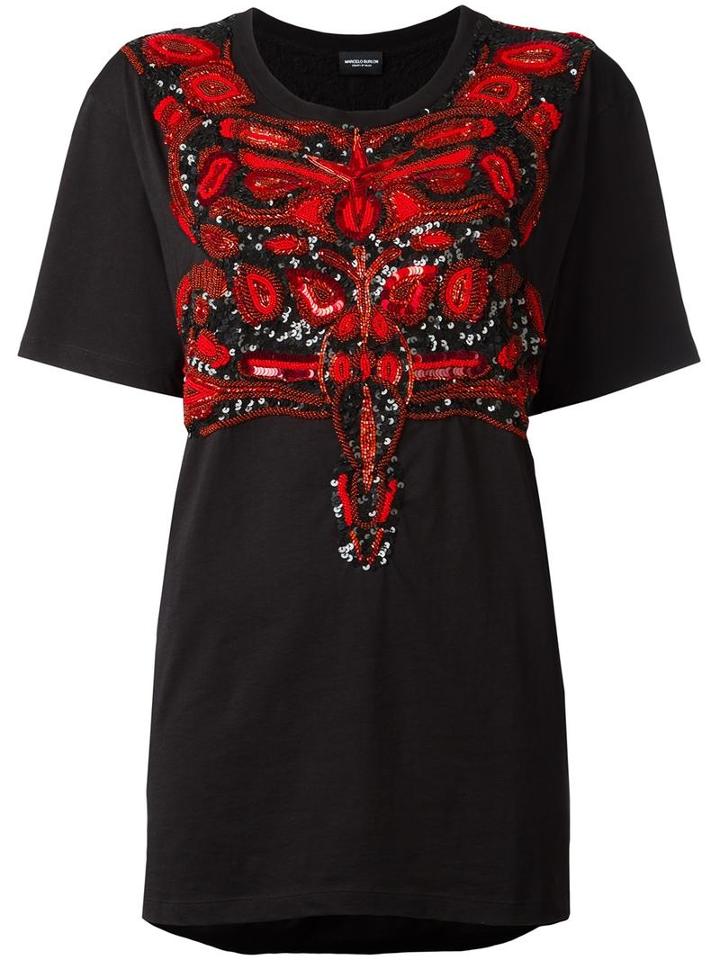 Marcelo Burlon County Of Milan Sonia T-shirt, Women's, Size: Xxs, Black, Cotton/acrylic/glass