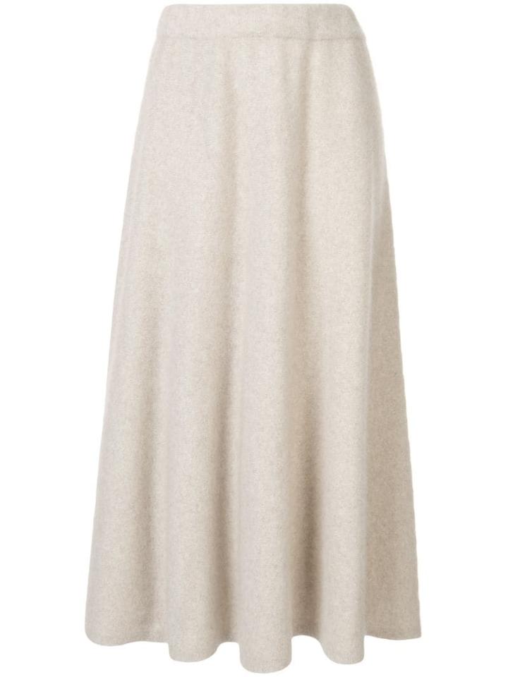 Des Prés Flared Midi Knitted Skirt - White