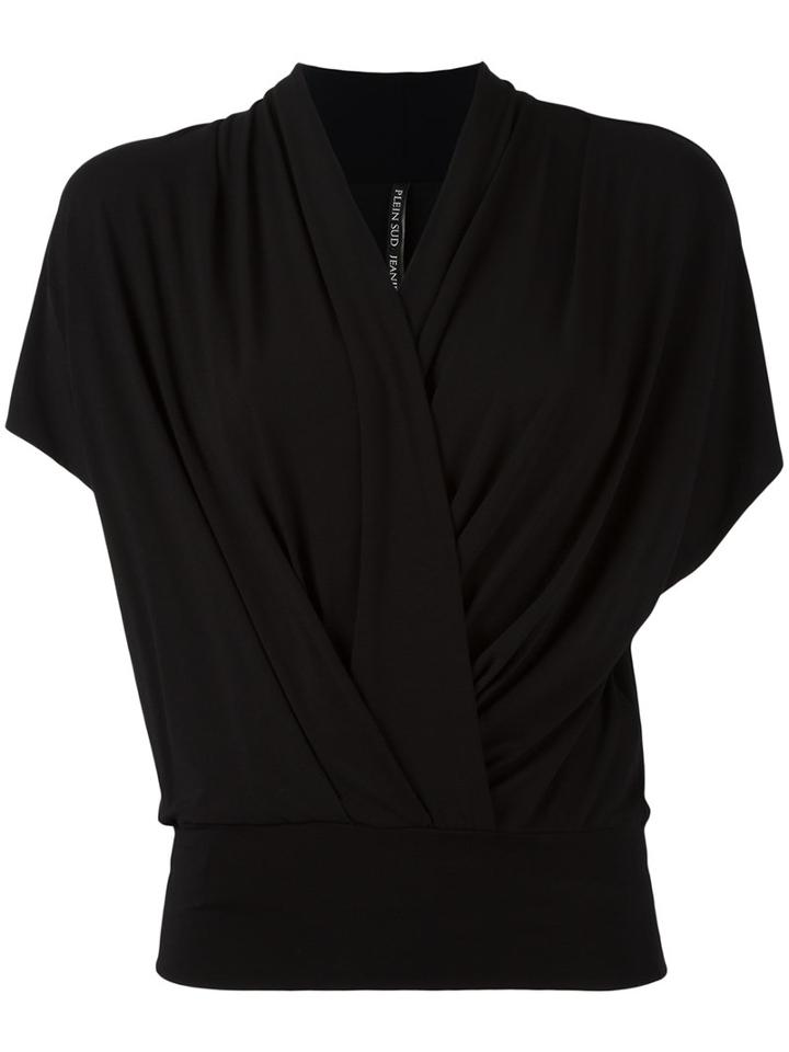 Plein Sud Jeanius V-neck Top, Women's, Size: 38, Black, Spandex/elastane/viscose