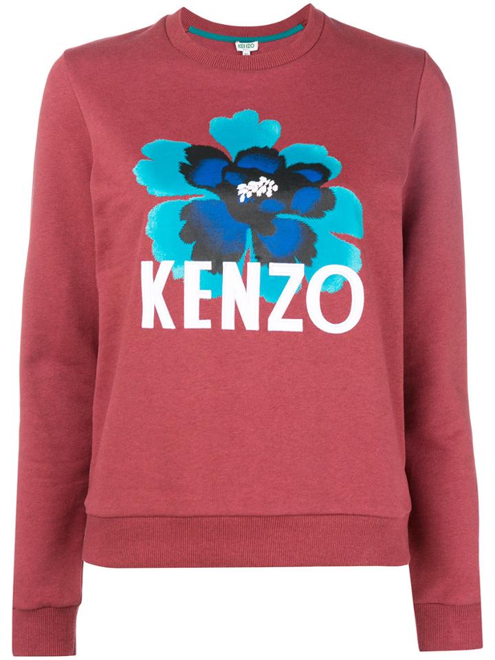 Kenzo Flower Logo Print Sweathisrt - Red