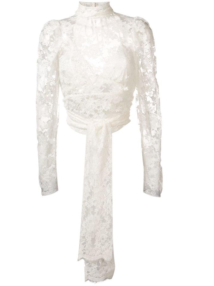 Magda Butrym Sheer Lace Top - White