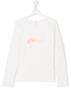 Chloé Kids Logo Longsleeved T-shirt, Girl's, Size: 14 Yrs, White