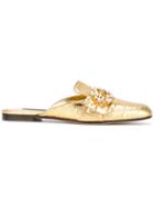 Dolce & Gabbana Jackie Brocade Flat Mules - Metallic