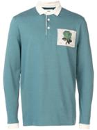 Kent & Curwen Embroidered Rose Polo Shirt - Blue