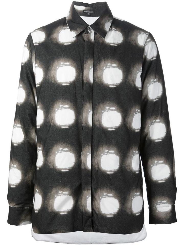 Ann Demeulemeester Printed Shirt, Men's, Size: Medium, Black, Cotton