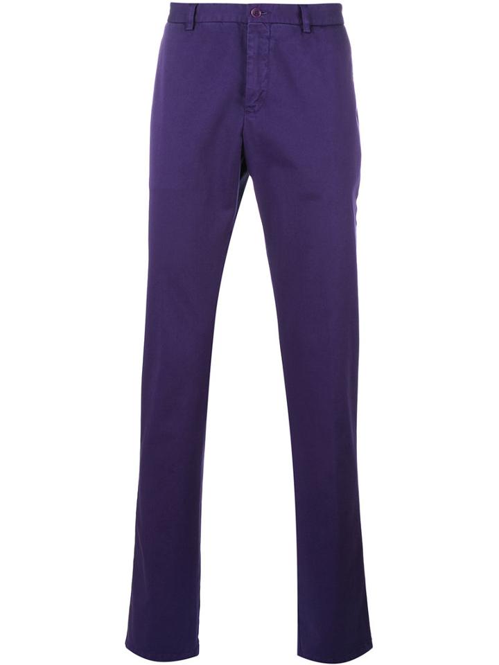 Etro Classic Chinos, Men's, Size: 54, Pink/purple, Cotton/spandex/elastane