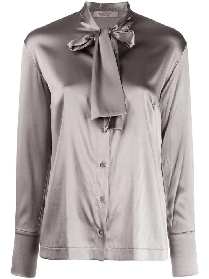 D.exterior Pussy-bow Shirt - Grey