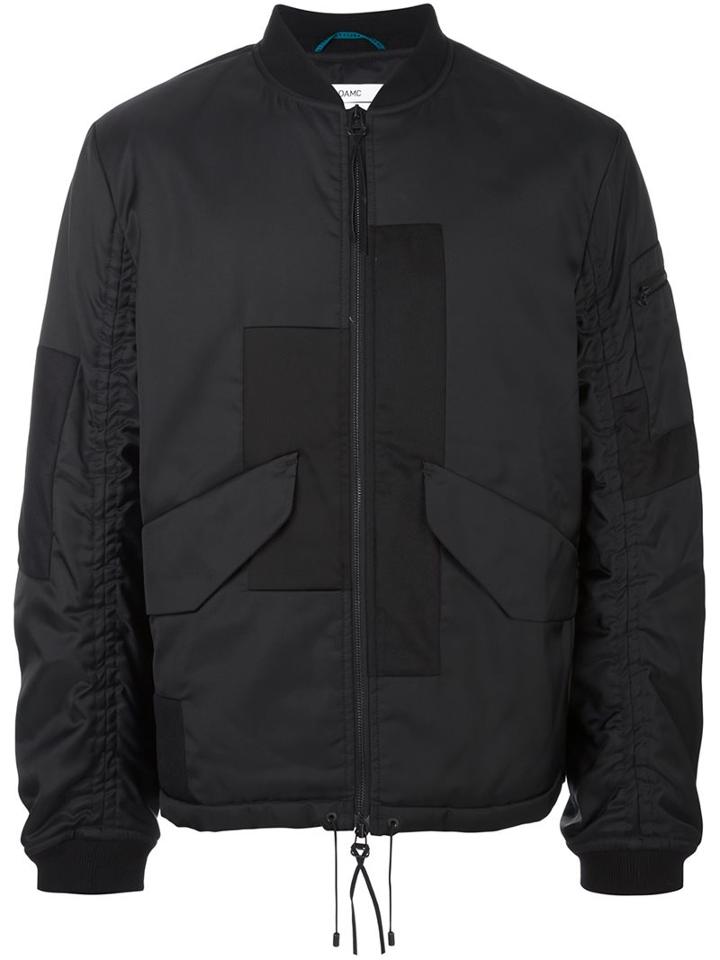 Oamc Patchwork Design Bomber Jacket, Men's, Size: Xl, Black, Cotton/polyamide/polyester/virgin Wool